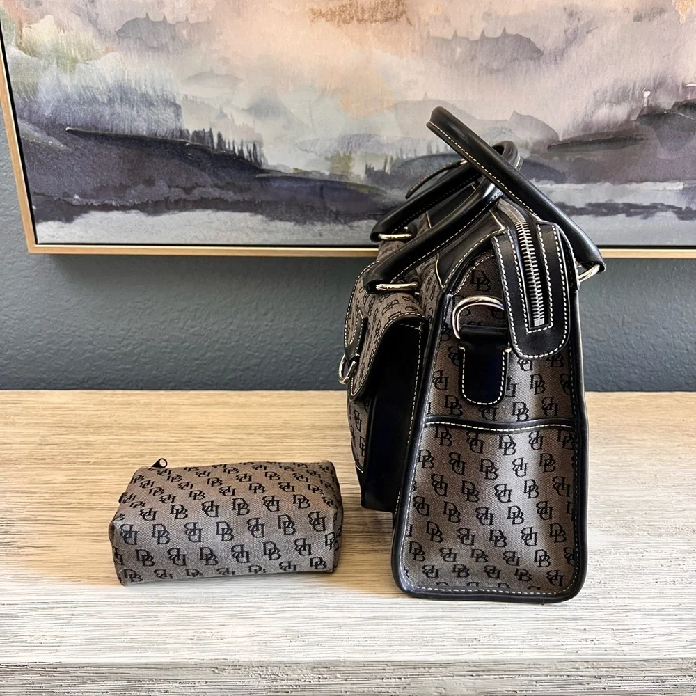 Dooney & Bourke Black Monogram Satchel with Pouches